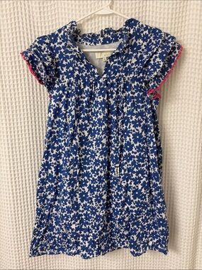 Pinch Blue Floral Mini Dress Ruffle Flutter Sleeves Coquette Babydoll Cotton